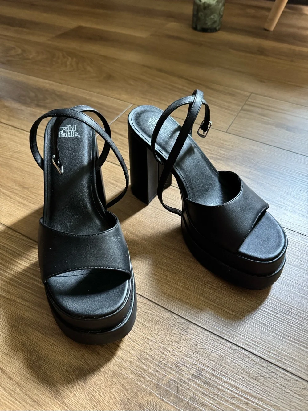 wild fable Black Platform Block Heel Sandals with Ankle Strap